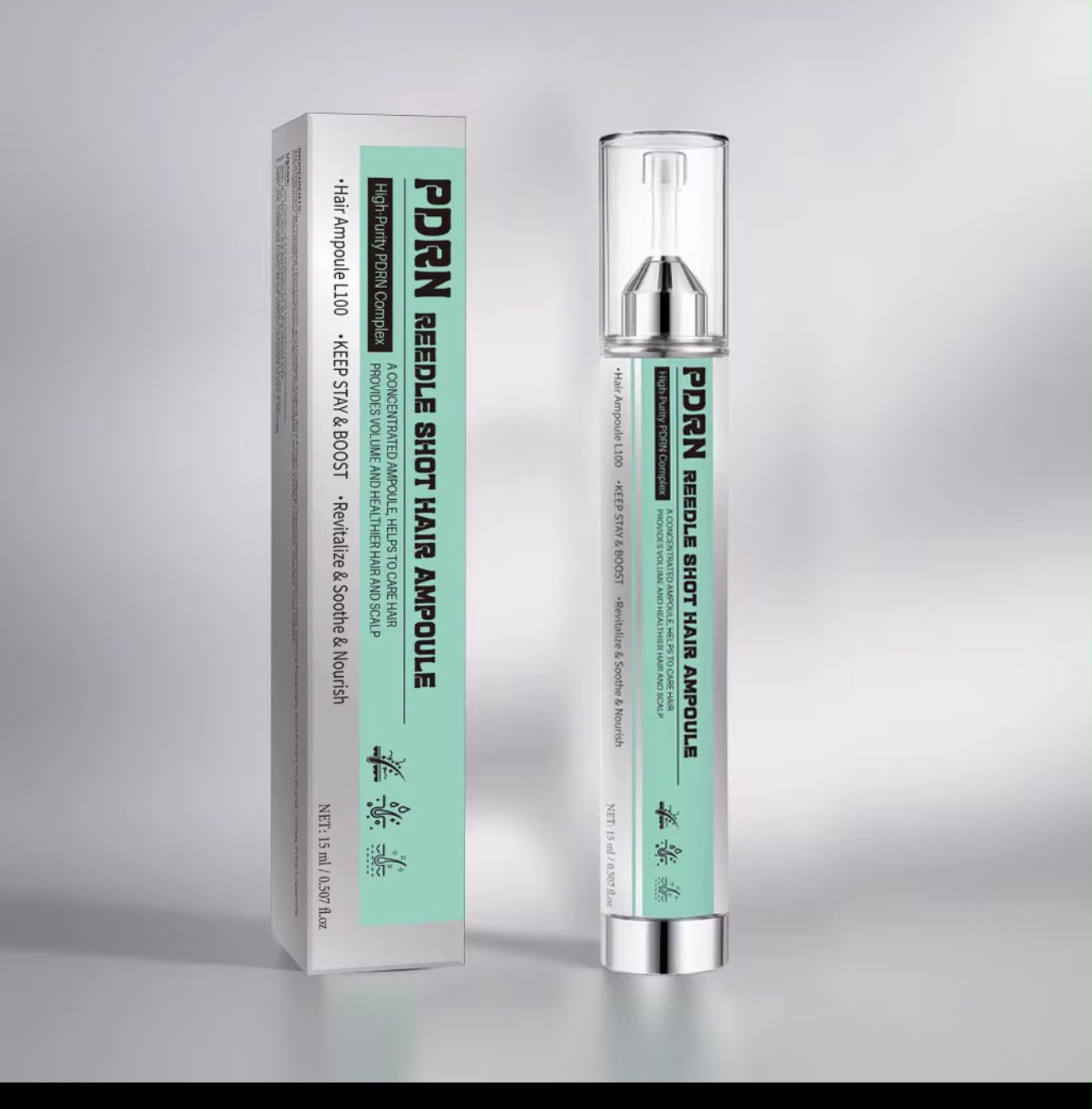 Flatpea PDRN Needle Shot Hair Ampoule bottle and box