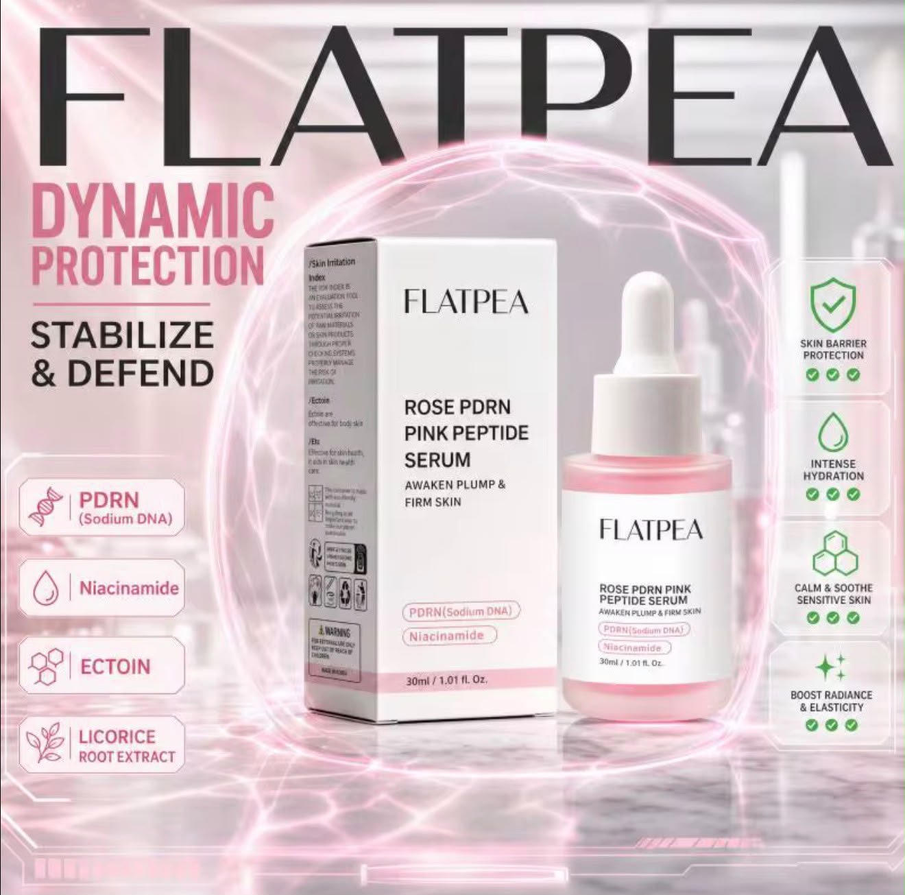 Flatpea Rose PDRN Pink Peptide Serum hydration and skin barrier care