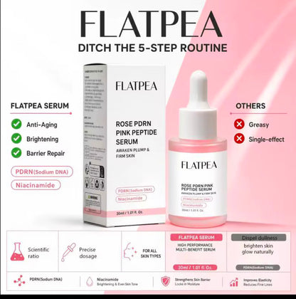 Flatpea Rose PDRN Pink Peptide Serum multi-benefit skincare graphic