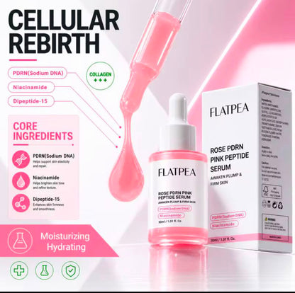 Flatpea Rose PDRN Pink Peptide Serum and featured ingredients